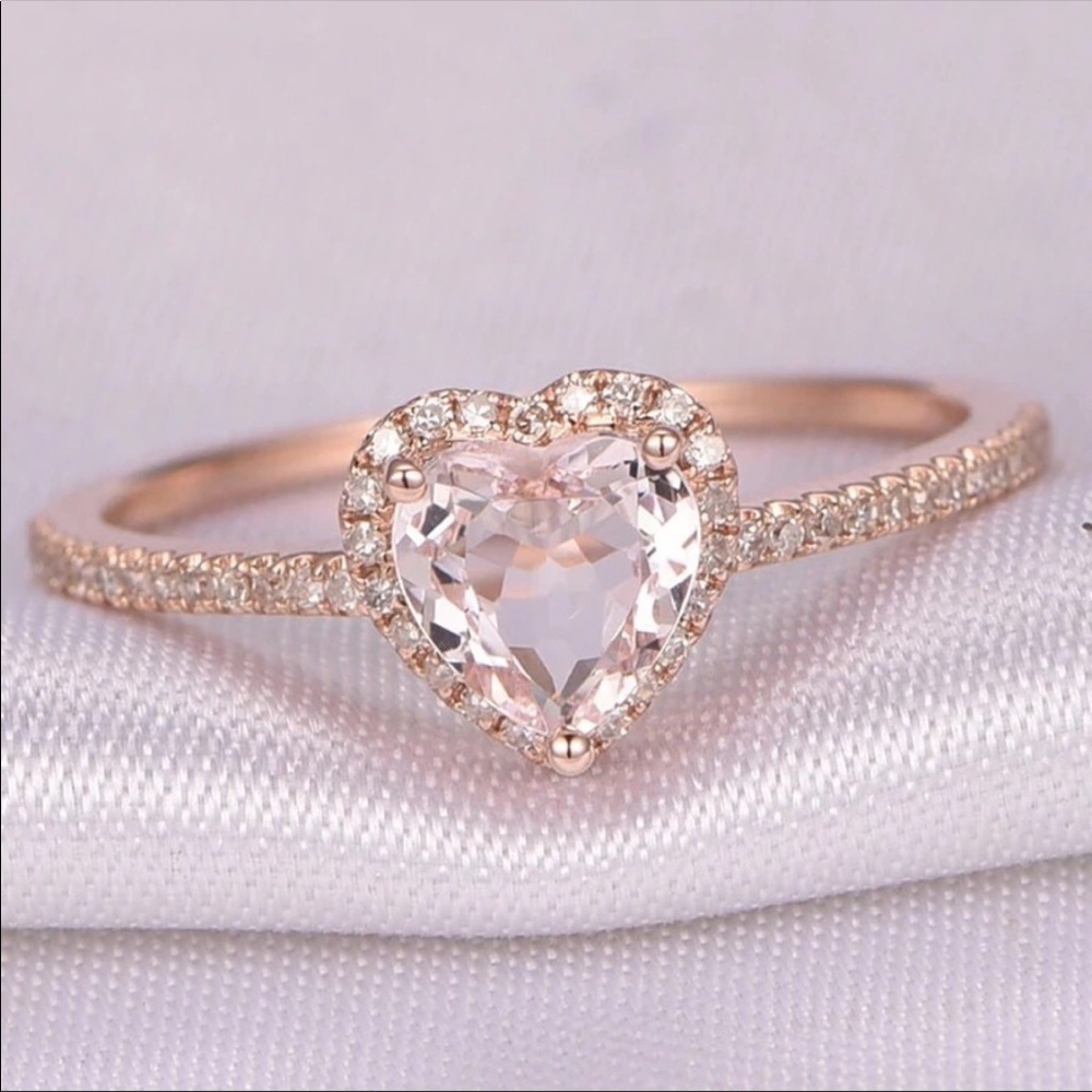 Heart ring rose gold cubic zirconia stone love jewelry - Picture 3 of 6